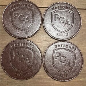 Brown PGA National Resort Leather Coasters Set of 4